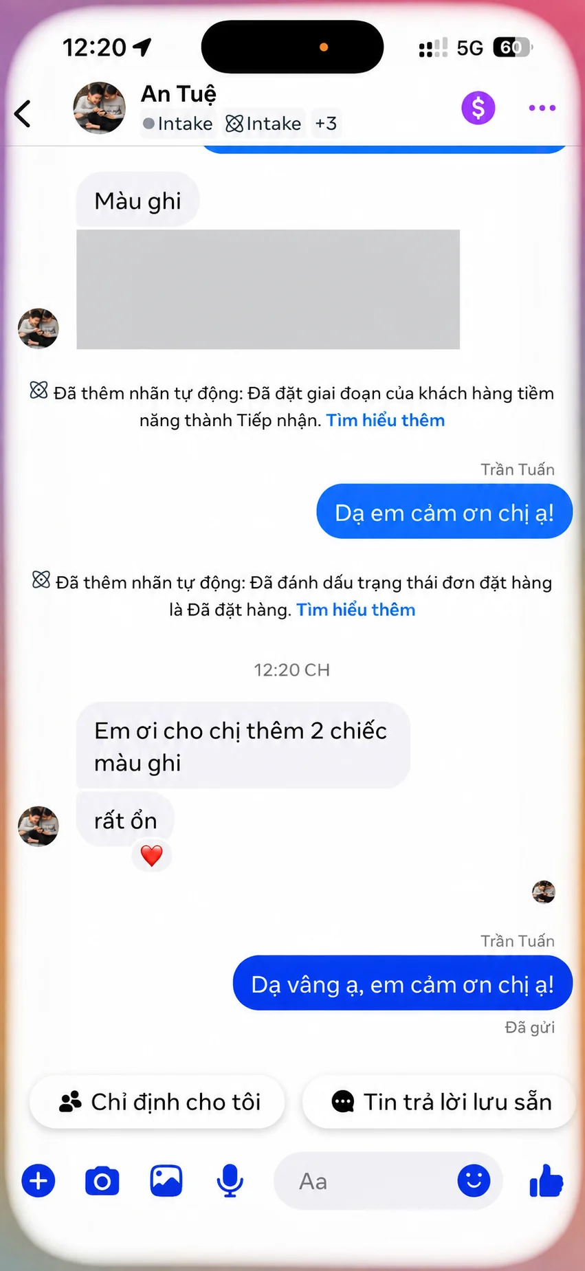 Khách quay lại đặt thêm màu ghi